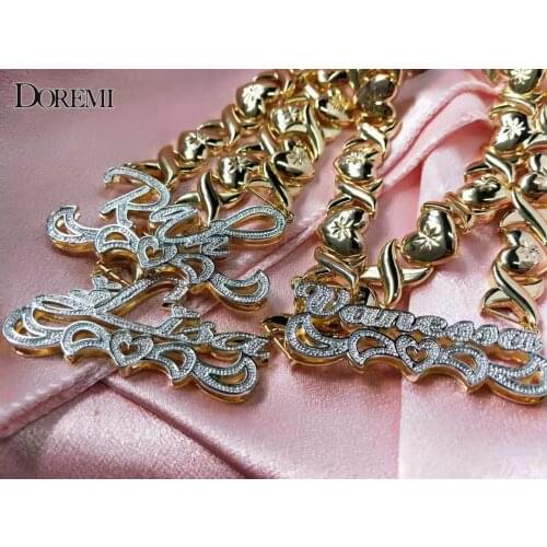 Hiphop Sexy Custom XOXO Name Necklace Duble Color Playered Personalized Name Earring 3D Custom Your Name for Christmas Gift