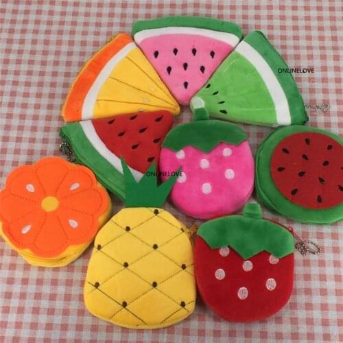 Summer Fruit - CUTE Strawberry , Pineapple Etc. Plush 10-11CM Coin Purse Wallet , Coin BAG Pouch , monedero gato