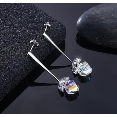 Fashion Luxury Crystal Drop Earrings For Women Jewelry Female Silver Color Long Earrings Personality Jewelry Accessories