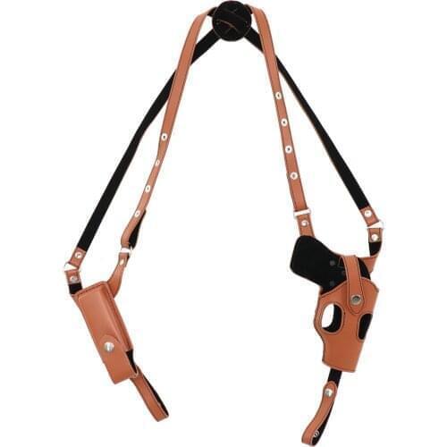 Man Leather Anti Theft Safety Hidden Holster Underarm Pouch Secret Agent Double Shoulder Hunting Gun Bag Carrier Holster Vest