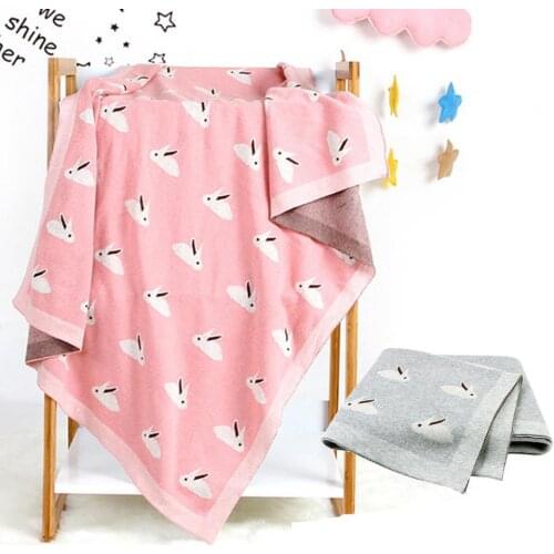 100x80cm Infant Spring Autumn Baby Blanket Cute Rabbit Knitted Windproof Cover