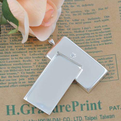 20pcs Fit 25*50mm Glass Cabochon Setting Base Rectangle Blank Tray Bezel Pendant Settings DIY Jewelry Findings