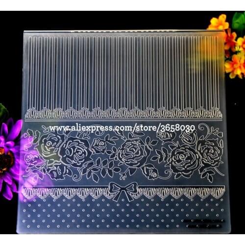 Ribbon Flowers Plastic Embossing Folder For Scrapbook DIY Album Card Tool Plastic Template 19.8x19.8cm 8071120