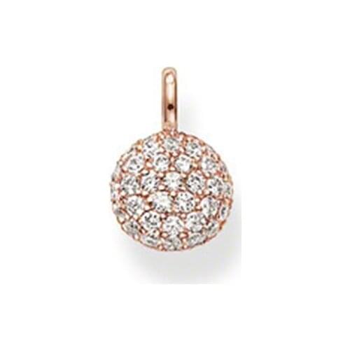 Rose Gold Color Zirconia Single Side Ball Charm Pendants Fit Chain Necklace Bracelet, Most Fashion Pendant Jewelry For Women Men