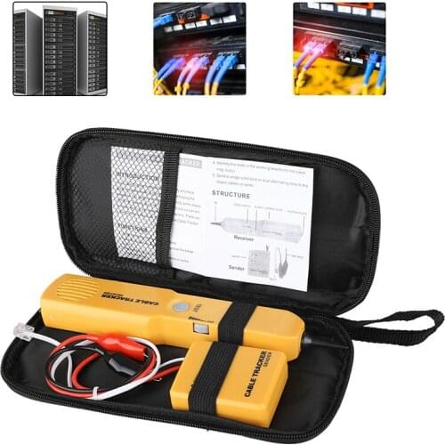 RJ11 Network Line Finder Cable Tracker Tester Electric Wire Tracer With Zip-up Pouch Networking Tool Cable Tracker