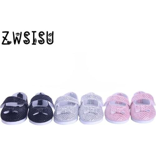 Pink silver black cute casual shoes suitable for 43 cm doll is the best gift for children