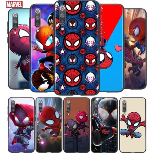 Marvel Cute Spiderman For Xiaomi Mi 8 9 10 11 10i 11i 10 10 11Pro A3 9T 10T Lite Pro Se Ultra 5G Black Soft Phone Case