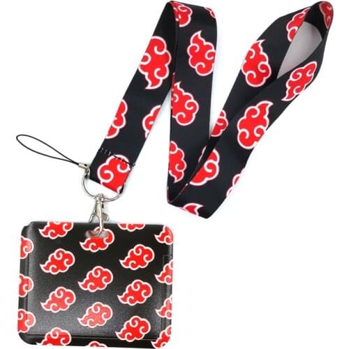 Clouds Anime Lanyard Credit Card ID Holder Bag Student Women Travel Card Cover Badge Car Keychain Decorations