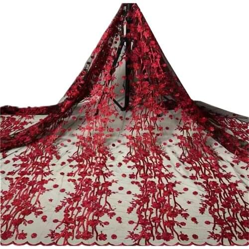 SJ Lace 2021 African Mesh Lace Fabrics Embroidery French High Quality Tulle Lace Cord Lace Fabric For Wedding Party Dress cd5-93