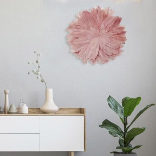 Nordic Ins Round Feather Wall Decoration Home Model Room Villa Hotel Art Wall Hanging Fashion Gift Bedroom Decoration Ornaments