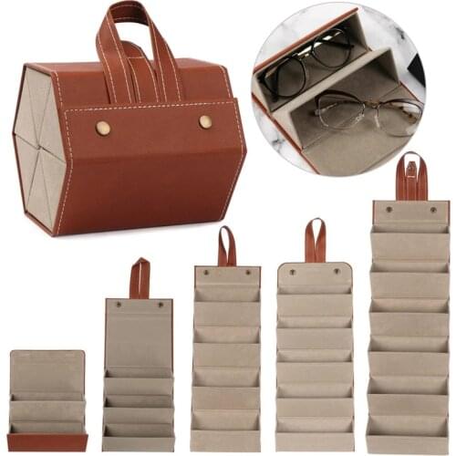 2/3/4/5/6 Multi-slot Eyeglasses Storage Portable Glasses Organizer Foldable Multiple PU Leather Sunglasses Travel Organizer Case