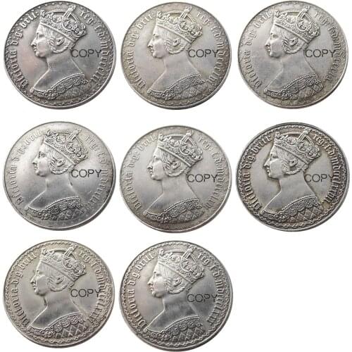 GREAT BRITAIN Victoria (1852-1881) 8PCS Dates For Chose 1 Florin Silver Plated Copy Coin