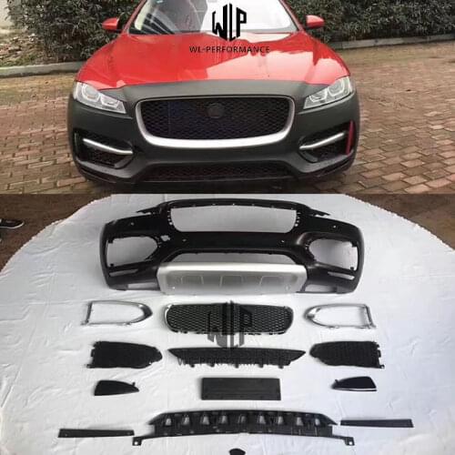 High Quality PP Upainted Front bumper Racing grills Car body kit For Jaguar Low to High version F-PACE 2017