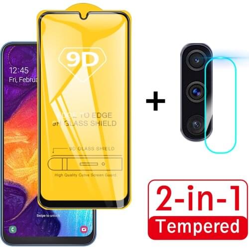 2 In 1 Glass For Samsung Galaxy A50 2019 A70 A40 A30 A20 A10 Camera Lens Film & 9D Screen Protector Protective Tempered Glass
