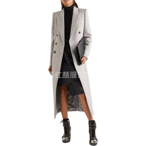 2020 Winter Women Wool Coat Elegant Warm Office Long Overcoat Korean Style Fashion Female Double Breasted Outerwear Clothing