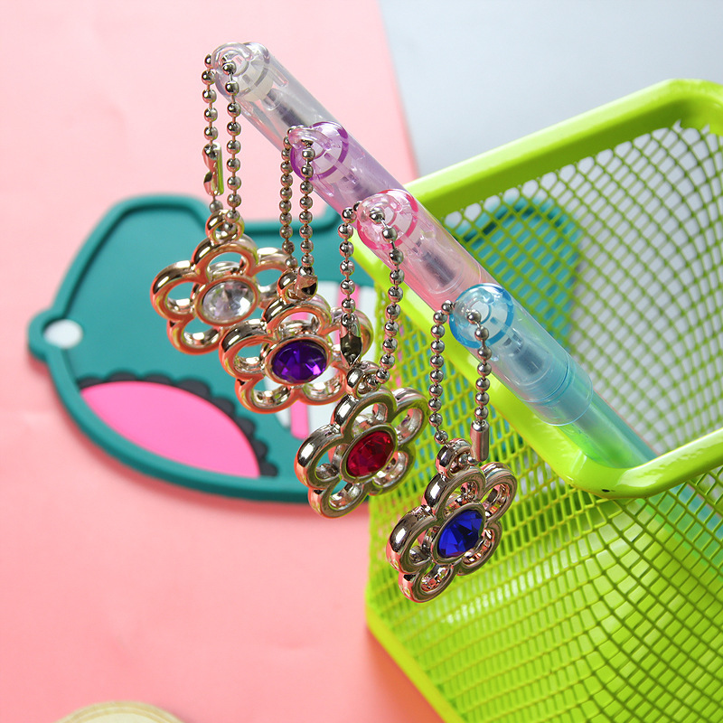 1 Pieces Lytwtws Stationery Girly Heart Blossom Jewel Pendant Gel Pen School Officel Supplies Stationery Cute Kawaii Sweet Pens