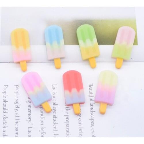 10Pcs/lots Large Rainbow Sweet Ice Cream Cute Cabochon Resin Home Decoration DIY Crafts Cartoon Refrigerator Accessories