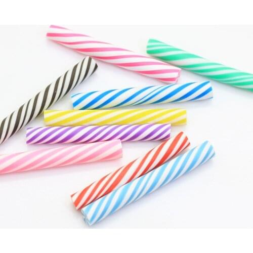 100/50pcs High Quality 6*50MM Polymer Clay Candy Canes Colorful Twist Swirl Candy Canes Craft Striped Polymer Clay Candy Canes