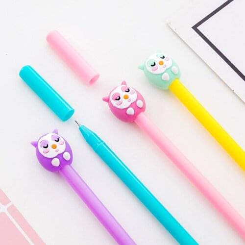100 Pcs Cartoon Animal Gel Pen 0.5mm Cute Owl Black Ink Pens Kawaii Pen Student Stationery Creative Writing Supplies Wholesale