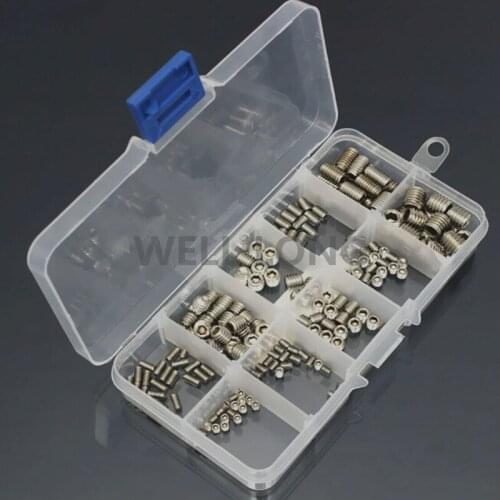 100pcs/set Stainless Steel Hex Socket Screw Set Assortment Grub Screws Set Kit,M3-M8
