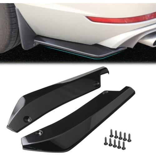 2Pcs Universal Anti-Scratch Car Rear Bumper Lip Spoiler Wrap Diffuser Splitter Canard Black