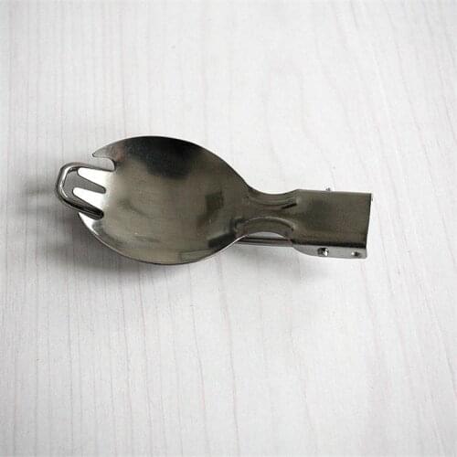 2 In 1 Spork Picnic Spoon Fork Outdoor Tableware Foldable Stainless Steel Traveling Camping Folding Cutlery Dishes