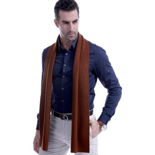 Fashion Korean business leisure Pure wool Scarf men solid color Grey dark blue red black neck Scarves for father