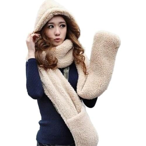 2021 Autumn and winter freeshipping Wool lovers cap with scarf gloves hat Women fashion winter accessories set-6