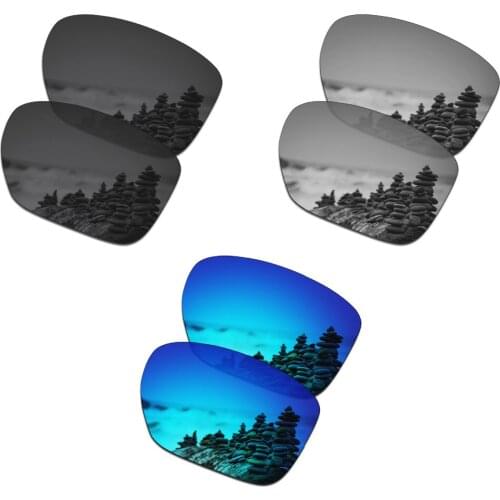 SmartVLT 3 Pairs Polarized Sunglasses Replacement Lenses for Oakley Sliver XL Stealth Black and Silver Titanium and Ice Blue