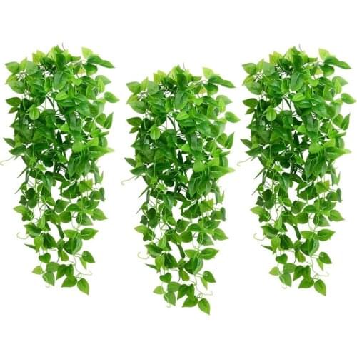 3-Pack Artificial Hanging Plants Ivy Vine Fake Leaves Wall Home Room Garden Kitchen Wedding Outside Decoration