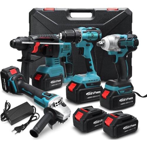 4 In 1 588Vf Multi-functional Electric Tool Set Electric Wrench/Electric Drill/Rotary Hammer/Angle Grinder For Makita Battery