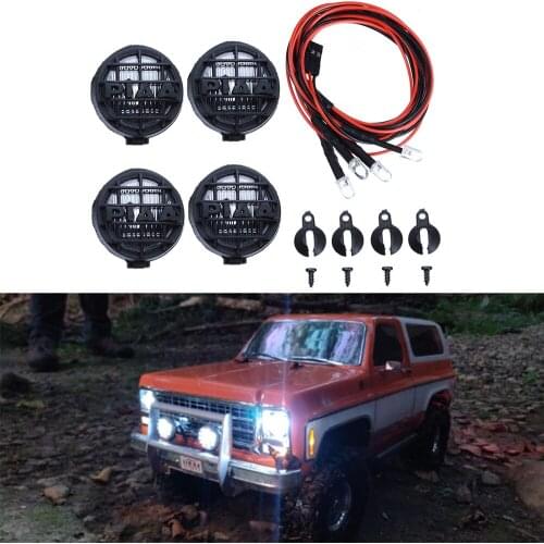 4PCS1:10 RC Model Car LED White Light with Lampshade for 1/10 Rc Rock Crawler Car Traxxas TRX4 Axial SCX10 Accessories and Parts