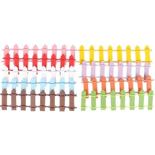 5pcs Lattice Wooden Fence Mini Signs Fairy Dollhouse Garden Plant Figurine Decor Ornament Landscape Miniatures