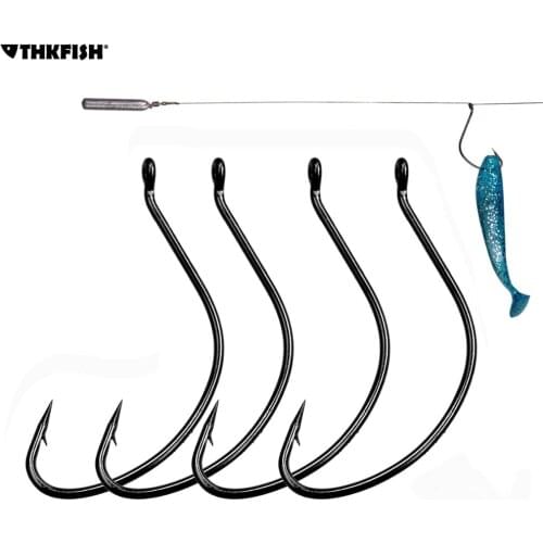 50pcs/bag Offset Fishing Hooks High Carbon Steel Wide Gap Fishhooks Soft Worm Hooks #2 #1 #1/0 #2/0 #3/0 Fishing Tackle