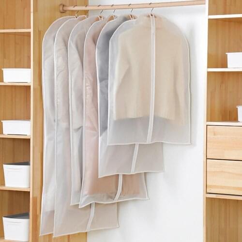 6pcs/set Clothing Covers Clear Suit Bag Moth Proof Garment Bags Breathable Zipper Dust Cover Storage Bags for Suit Dance Clothes
