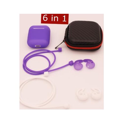 6 In 1 Airpods Accessories Kits Protective Silicone Cover for Apple Airpods with Watch Ear Hook/Strap/Earphone Bag/Airpods Case