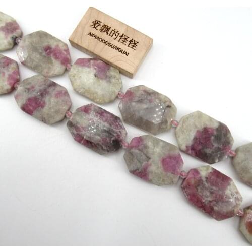 APDGG Natural Tourmaline Slice Faceted Nugget Gemstone Loose Beads 15.5" Strands Jewelry Making DIY