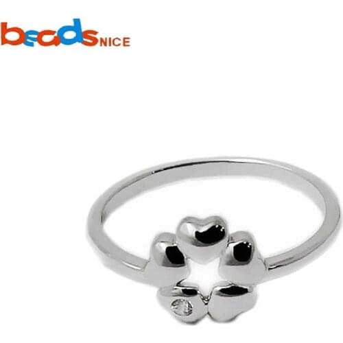 Beadsnice ID28252 hot sale new design silver 925 heart clover ring stacking silver midi rings