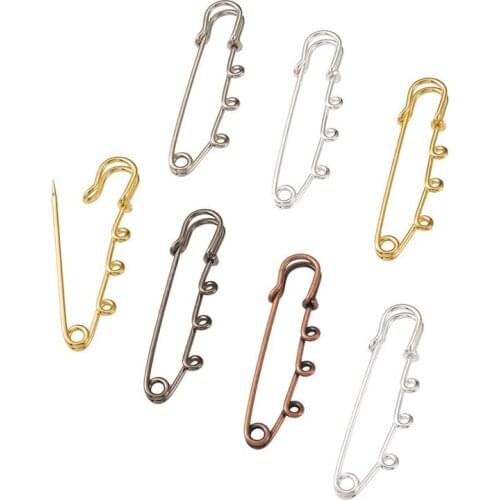 50pcs Iron Brooch Findings Safety Pin for DIY Brooch Making Kilt Needles Jewelry Making Supplies 52x15mm Pin: 0.5mm