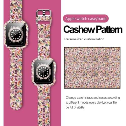 Case + Silicone Strap Apple Watch 44mm 40mm iWatch 42mm 38mm printed belt bracelet, suitable for Apple I watch 4 series 6 SE 5 4