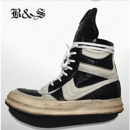 Black& Street Exclusive luxury real Python skin High Top Limited genuine leather dunk trainer Boots