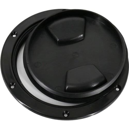 Black Circular Non Slip Inspection Hatch Screw Out Deck Plate for RV Marine Boat Kayak - 5 inch