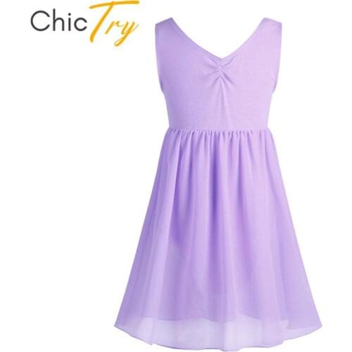 ChicTry Girls Cotton Chiffon Ballet Leotard Children Ballet Tutu Dance Dress Gymnastics Leotard Kids Stage Lyrical Dance Costume