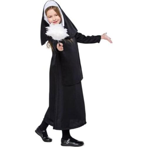 S-XL Childrens Nun Halloween Cosplay Costumes Dresses for Girls Party Costume