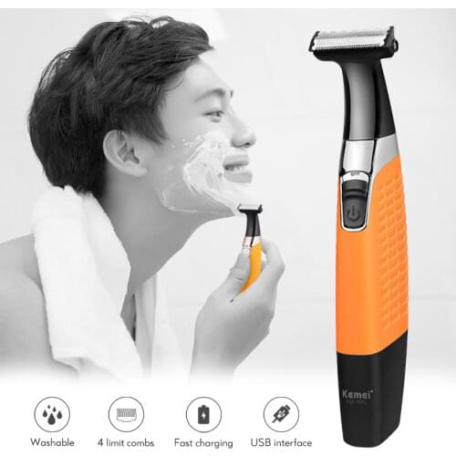 Kemei Electric Razor Rechargeable Beard Trimmer for Men with Extra Blade Washable Shaving Machine 100-240V KM-1910 38