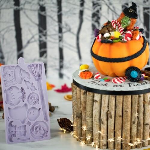 Halloween Pumpkin Head Ghost Mold Fondant Cake Decorating Mould Sugarcraft Chocolate Baking Tool Kitchenware For Cakes Gumpaste
