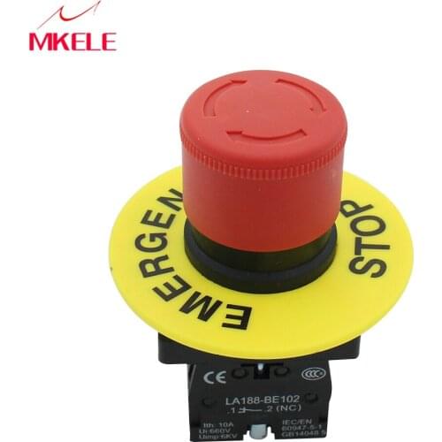 Emergency Stop Push Button Switch Self Locking Silver Alloy Contacts Mushroom With Red top High Quality Top Selling China