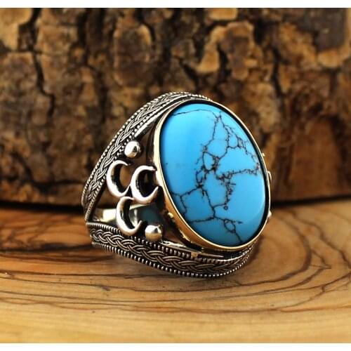 Hand Made Real 925 Sterling Silver Natural Stone Ring For Men Zircon Onyx Aqeq Stones Jewelry Fashion Vintage Gift Accessory