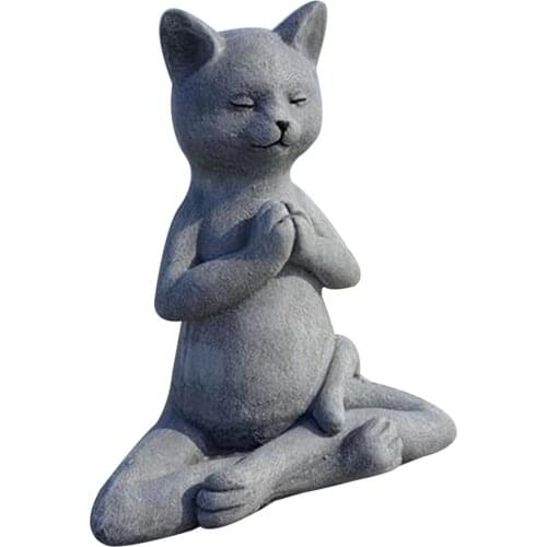 Collections Buddhas Cat Statue in Meditating Cat Figurine Pose for Spiritual Decor Dhyana Mudra Pose Yoga 10x8x12cm WWO66