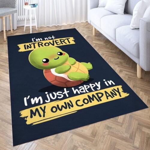Introvert turtle Carpet for Living Room 3D Anime Cartoon Rug Gamer Teen Room Bedside Lounge Rug Kids Children Floor Mats